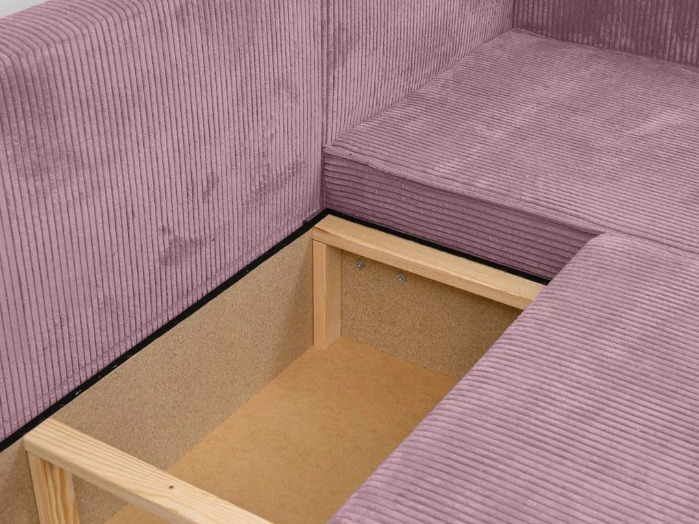 Jasnofioletowa narożna sofa SMART COSARO, dwustronna + 2 poduszki GRATIS