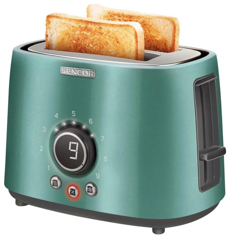 Sencor - Toster z dwoma otworami i podgrzewaczem 1000W/230V miętowy