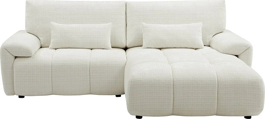 Kanapa narożna prawostronna z białej tkaniny szenilowej ANELKO