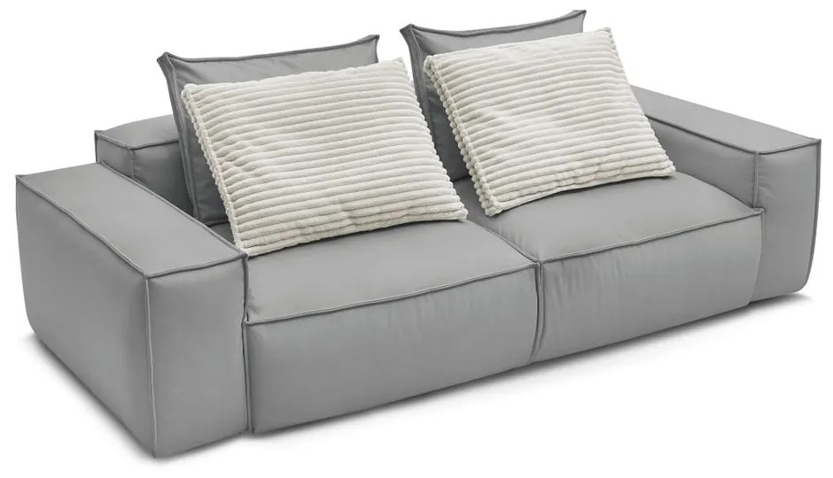 Jasnoszara sofa z imitacji skóry 260 cm Boheme – Bobochic Paris