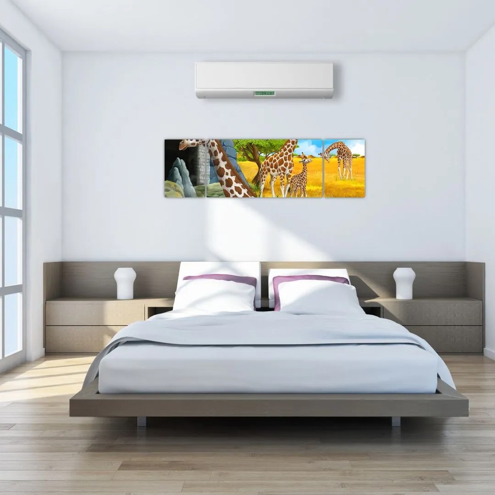 Obraz - Rodzina żyraf (170x50 cm)