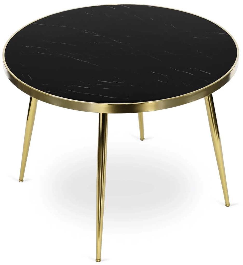 Stół Okrągły TINGA 100 cm Czarny/Złoty Glamour
