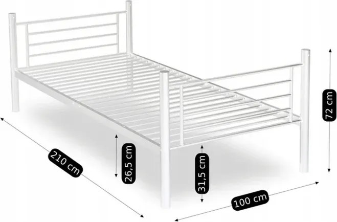 Łóżko Piętrowe Dla Dzieci 90x200 cm RODEZ Metalowe Białe Loft