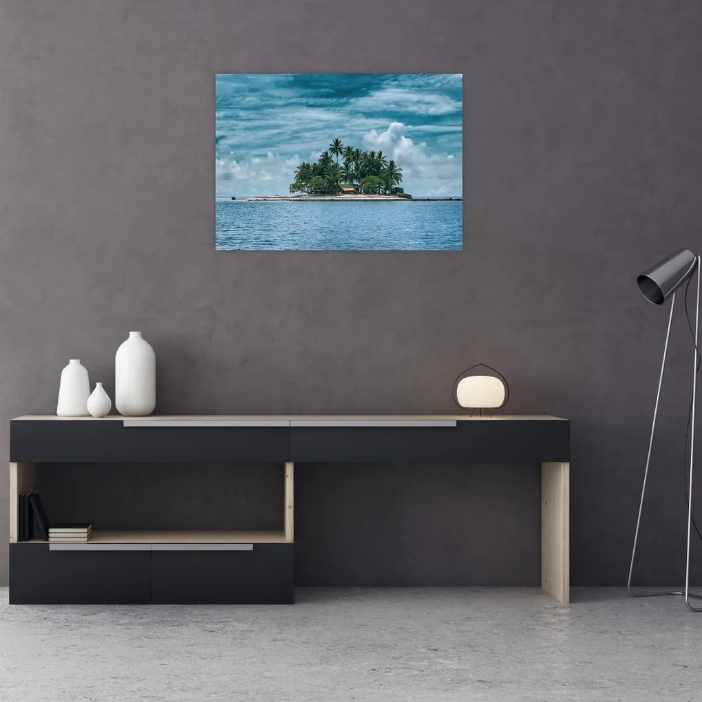Obraz na szkle - wyspa na morzu (70x50 cm)