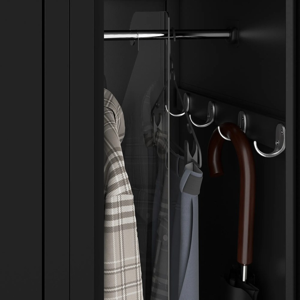 Szafka pracownicza metalowa dwukomorowa czarna: KACPER II, 600 x 1800 x 500 mm