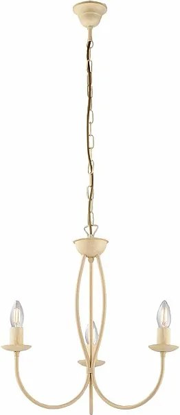 Botte - Żyrandol z żelaza lakierowanego na kolor kości słoniowej z dekoracją z efektem piklowania, 3 lampy, 110 cm - Ø45 cm - BL147-3-AV