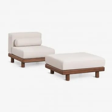 Zestaw Ogrodowy Z Fotelem I Pufą Z Akacji Edrien Akacja Brąz - Sklum