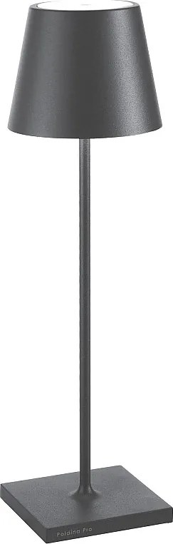 Lampa stołowa LED Zafferano Poldina Pro, ciemnoszara, akumulatorowa i ściemnialna, do 12 h pracy baterii, do użytku zewnętrznego, IP65