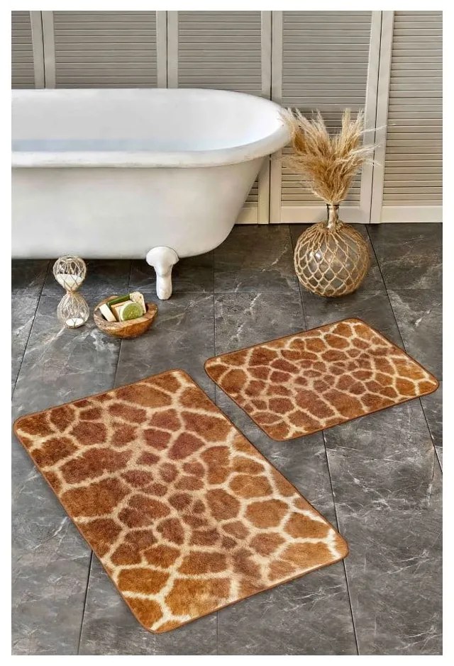 Brązowe aksamitne dywaniki łazienkowe zestaw 2 szt. 60x100 cm – Mila Home