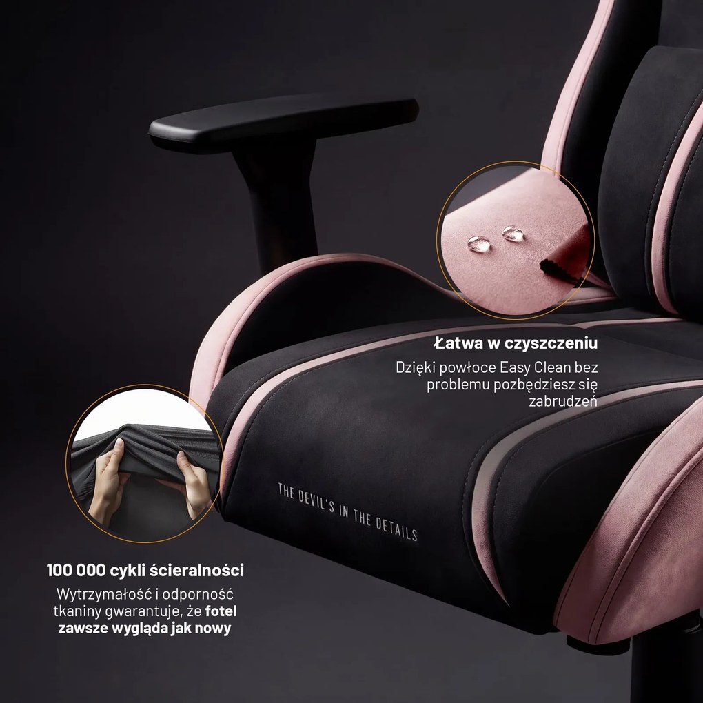 Fotel gamingowy młodzieżowy Diablo X-One Small Size materiałowy, Akira Pink