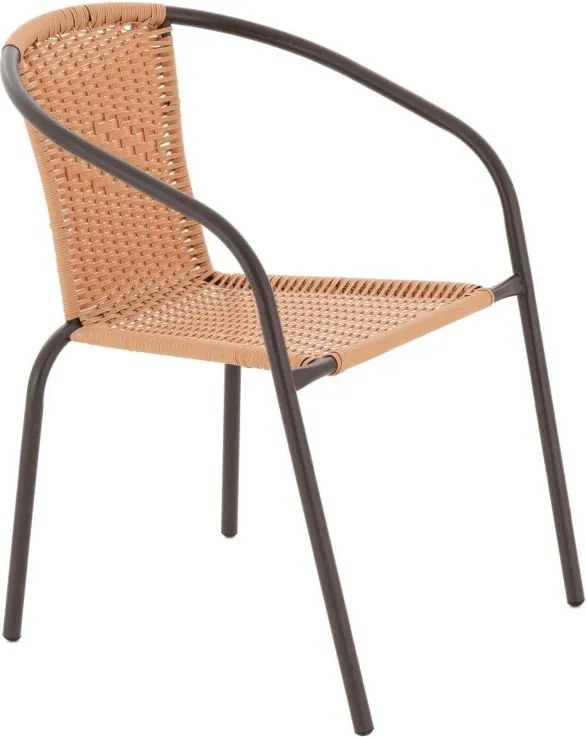 GARTHEN Zestaw 4 krzeseł bistro z polirattanu, brązowy