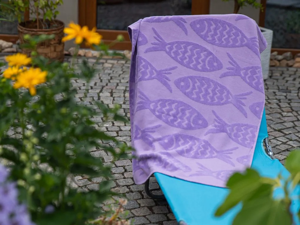 Ręcznik plażowy RYBY fioletowy