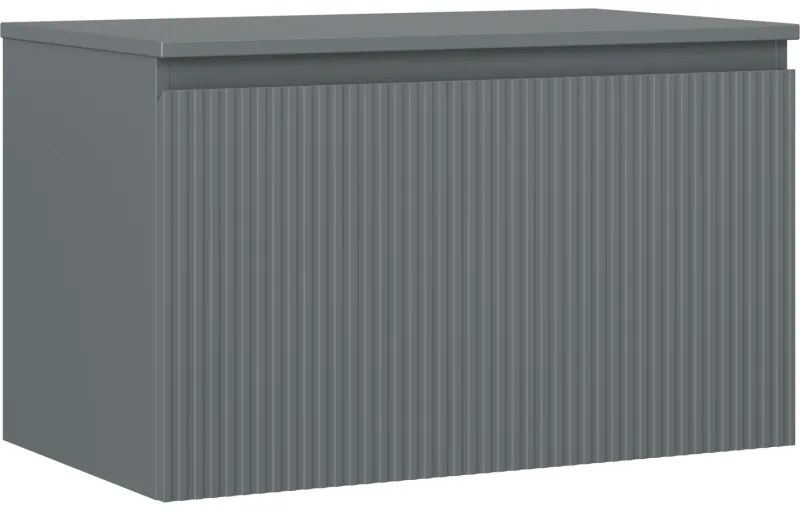 Mexen Rivel szafka łazienkowa podumywalkowa 80 cm z blatem, 1 szuflada, ryflowana , grafit mat - 91A20-08047-1-BFC66
