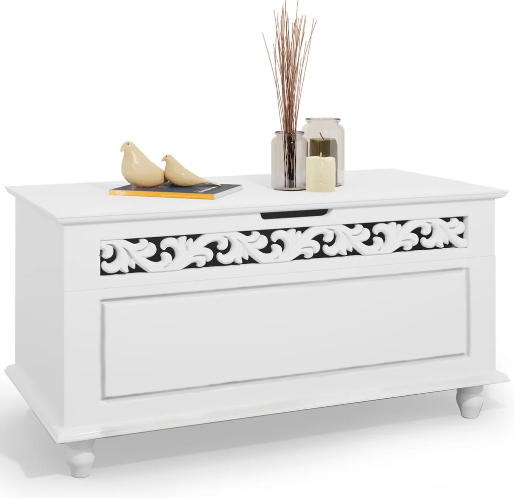 Casaria Skrzynia drewniana JERSEY, 80x40x48cm, biała