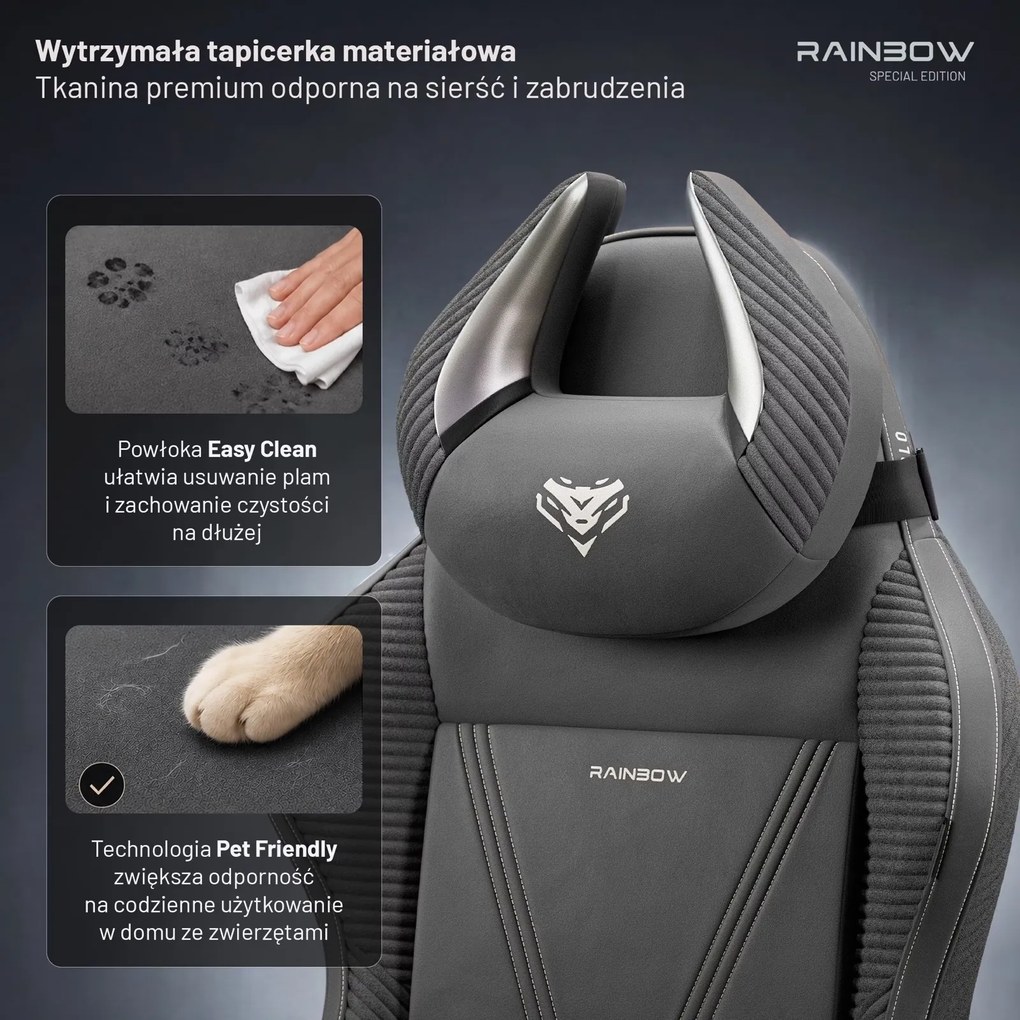 Fotel gamingowy materiałowy Diablo X-Horn 2.0 Normal Size, Rainbow Grey