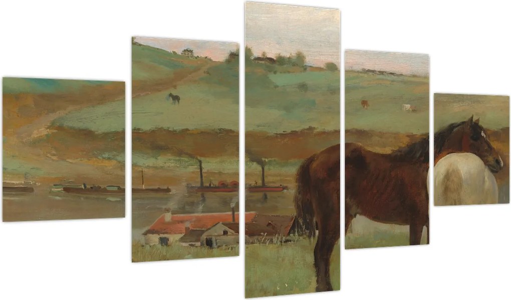 Obraz - Edgar Degas, Horses in a Meadow, reprodukcje (125x70 cm)