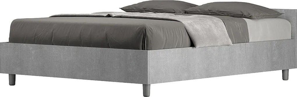 Łóżko wyposażone w stelaż z listwami z pojemnikiem 140x190 cementu Nuamo