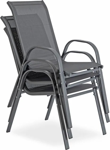 Zestaw Mebli Ogrodowych NEBRASKA Szary 6 Krzeseł Stół Tarasowy Parasol Nowoczesny