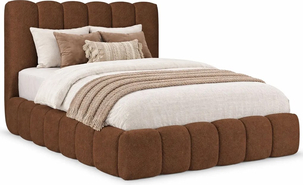 Brązowe łóżko tapicerowane z pojemnikiem 5 rozmiarów W7-N13