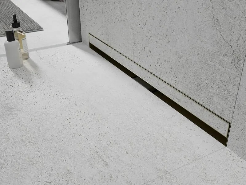 Mexen Flat Wall odpływ liniowy ścienny 2w1 90 cm, złoty szczotkowany - 1A30090
