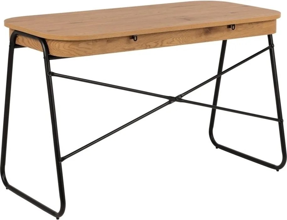 Biurko komputerowe z szufladami Blueton w stylu loft, kolor dąb/czarny