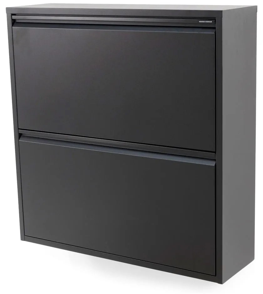 Czarna metalowa uchylna szafka na buty 75x77,5x22,5 cm Billy – Spinder Design