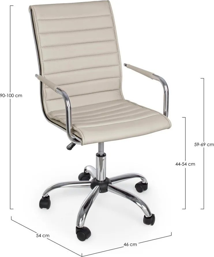 Szarobrązowe krzesło biurowe z imitacji skóry Perth – Yes Everyday
