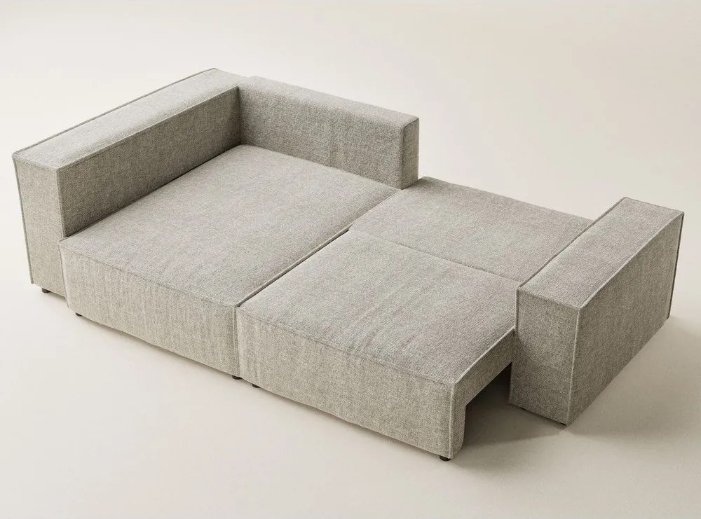 Beżowy rozkładany/ze schowkiem narożnik z tkaniny szenilowej (lewostronny/w kształcie litery L) Tonga – Maison de Rêve