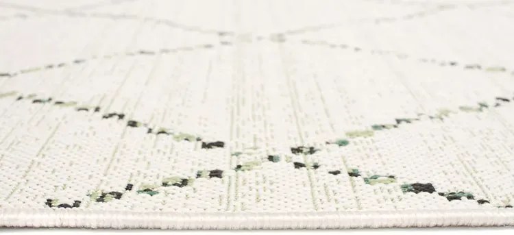 Kremowo-zielony dywan sznurkowy skandynawski T0-W76