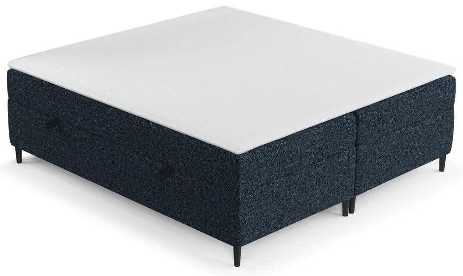 Ciemnoniebieskie łóżko boxspring ze schowkiem 140x200 cm Araya – Maison de Rêve