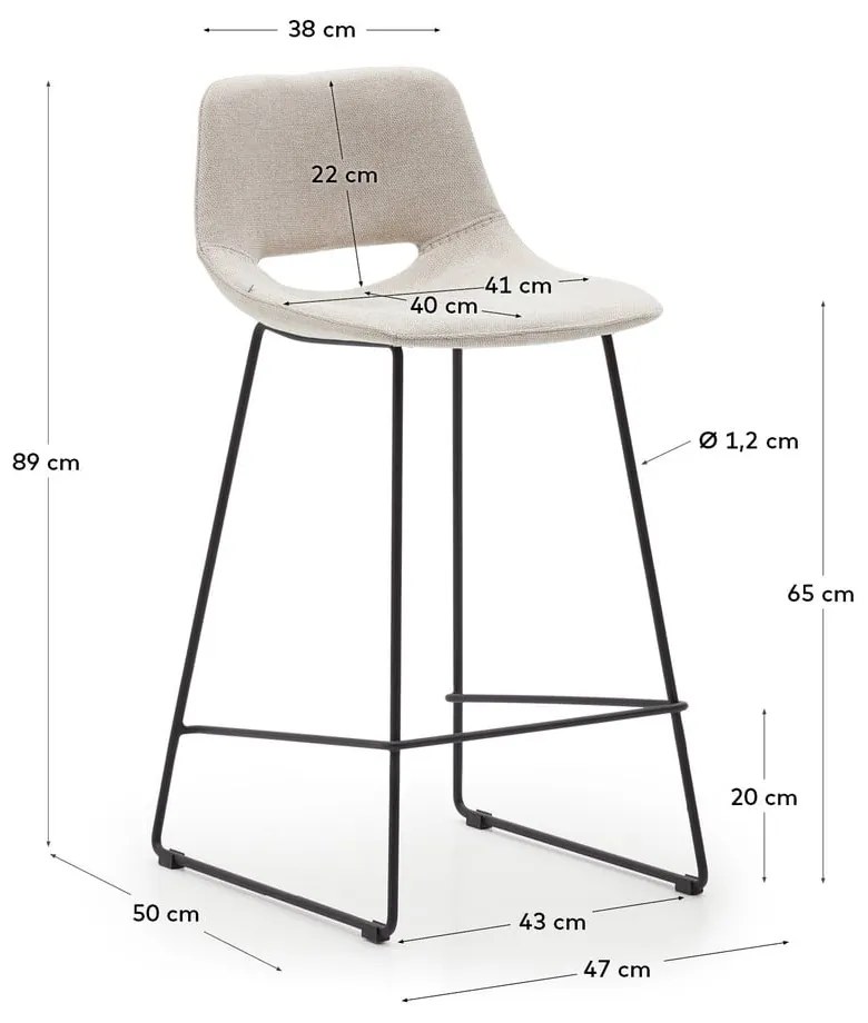 Beżowy hoker (wysokość siedziska 65 cm) Zahara – Kave Home