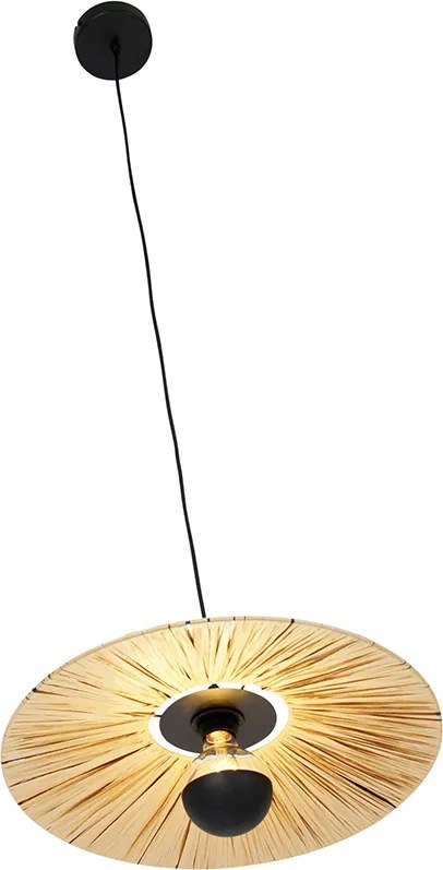 Rustykalna lampa wisząca czarna ze sznurkiem 45 cm - Leia