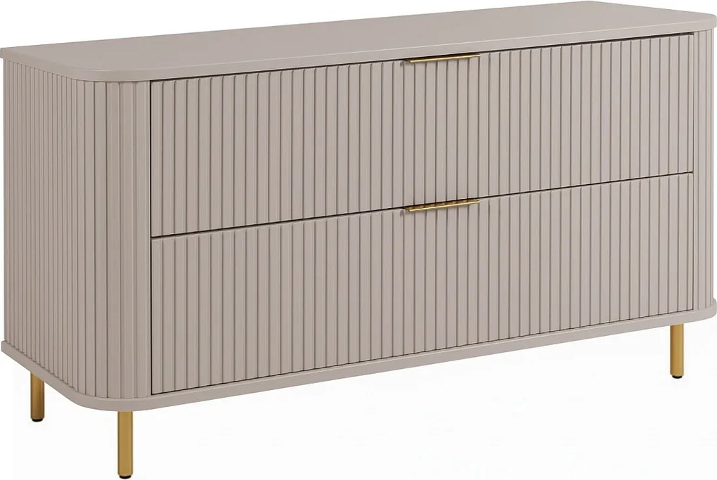 Szafka łazienkowa stojąca z szufladami i metalowymi nóżkami, kolor Kaszmir, uchwyt złoty, nóżki złote, 120 x 41,5 x 66,7 cm
