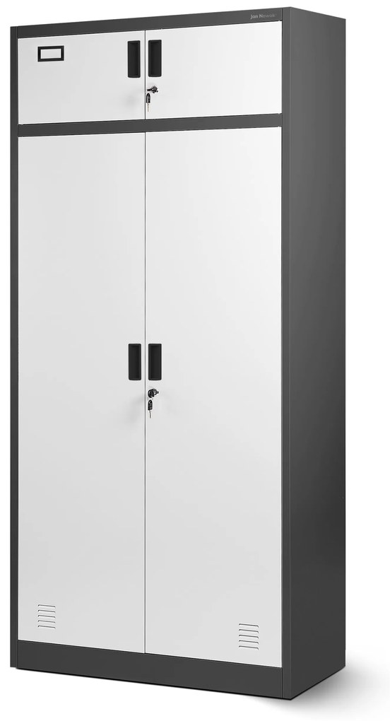 Wielokomorowa szafa socjalna z miejscem na ubrania BORYS, 900 x 1850 x 500 mm, antracytowo-biała