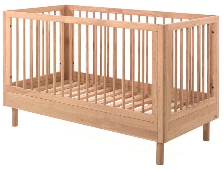 Łóżeczko z litego drewna dębowego 70x140 cm w naturalnym kolorze Forrest – Vipack
