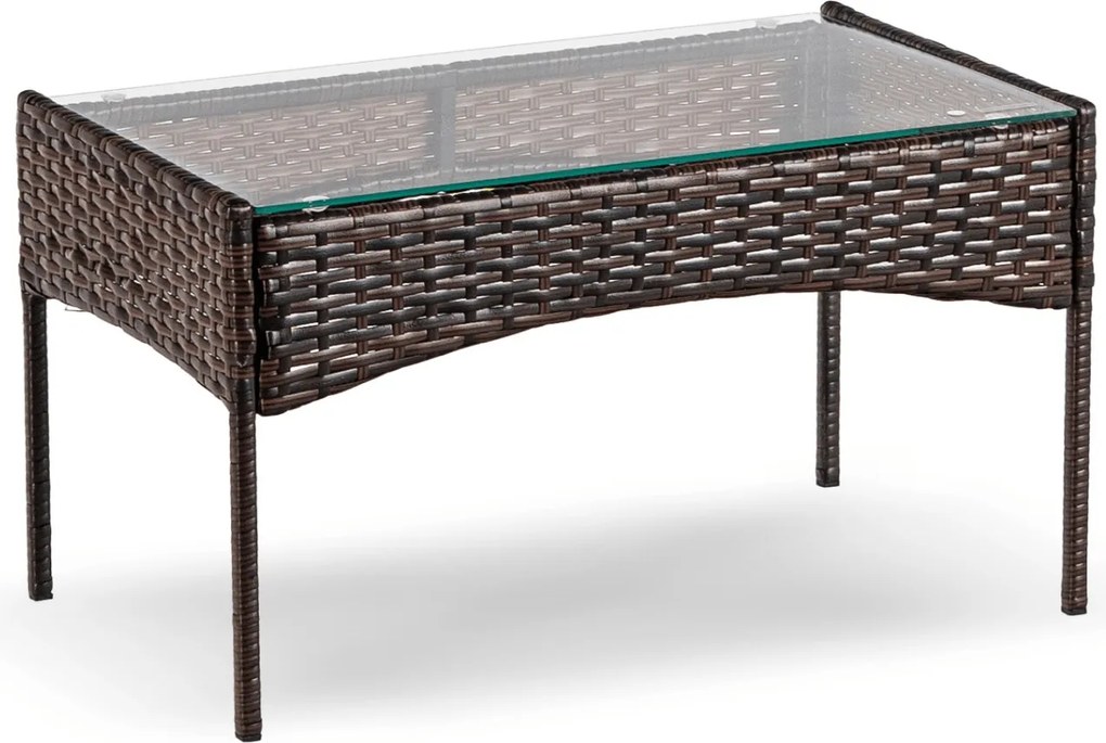 Zestaw Mebli Ogrodowych MISSISIPI Brązowy/Beżowy Sofa Krzesła Stolik Tarasowy Technorattan Nowoczesne