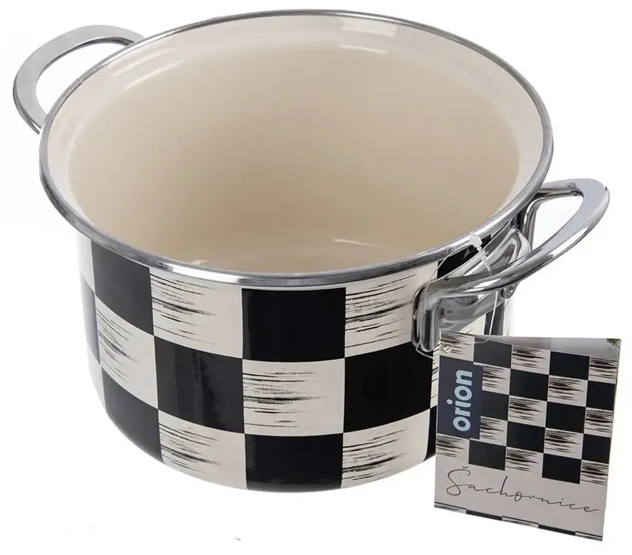 Orion Emaliowany garnek Szachownica Lem, 2 l,średnica 18 cm