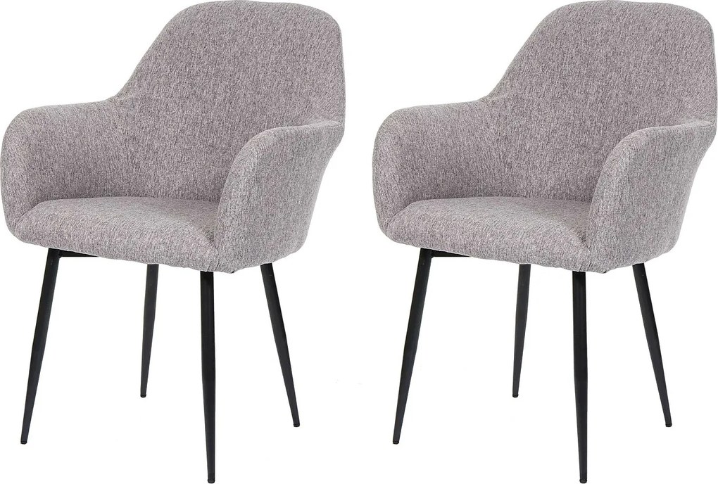 Krzesło do jadalni MCW-F18 (zestaw 2 sztuk),  tkanina/tekstylia szary, czarne nogi