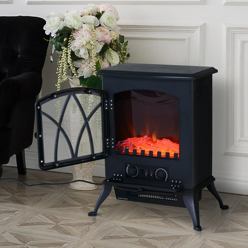 HOMCOM Kominek Elektryczny 1800W Czarny