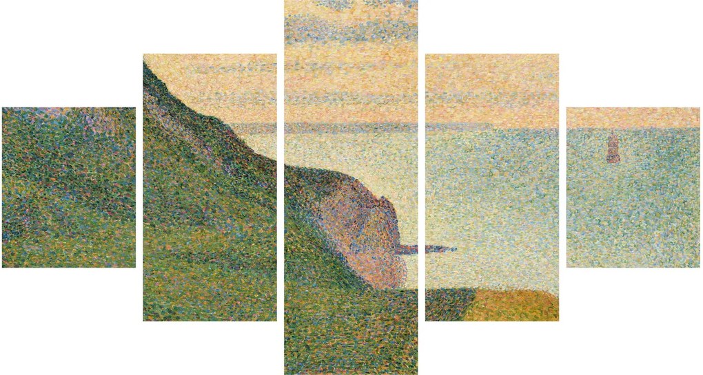 Obraz - Georges Seurat, Seascape at Port-en-Bessin, Normandy, reprodukcje (125x70 cm)