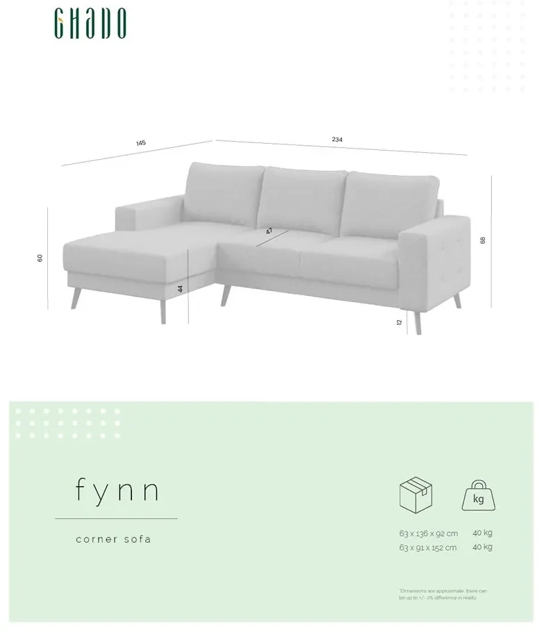 Kremowy narożnik (lewostronny) Fynn – Ghado