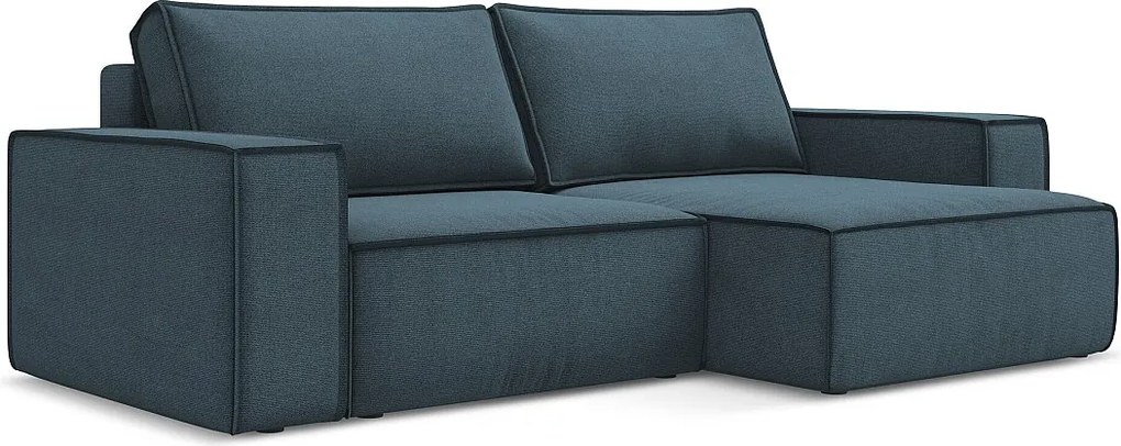 Narożnik prawostronny z funkcją spania - z tkaniny strukturalnej - jeans - KIMO