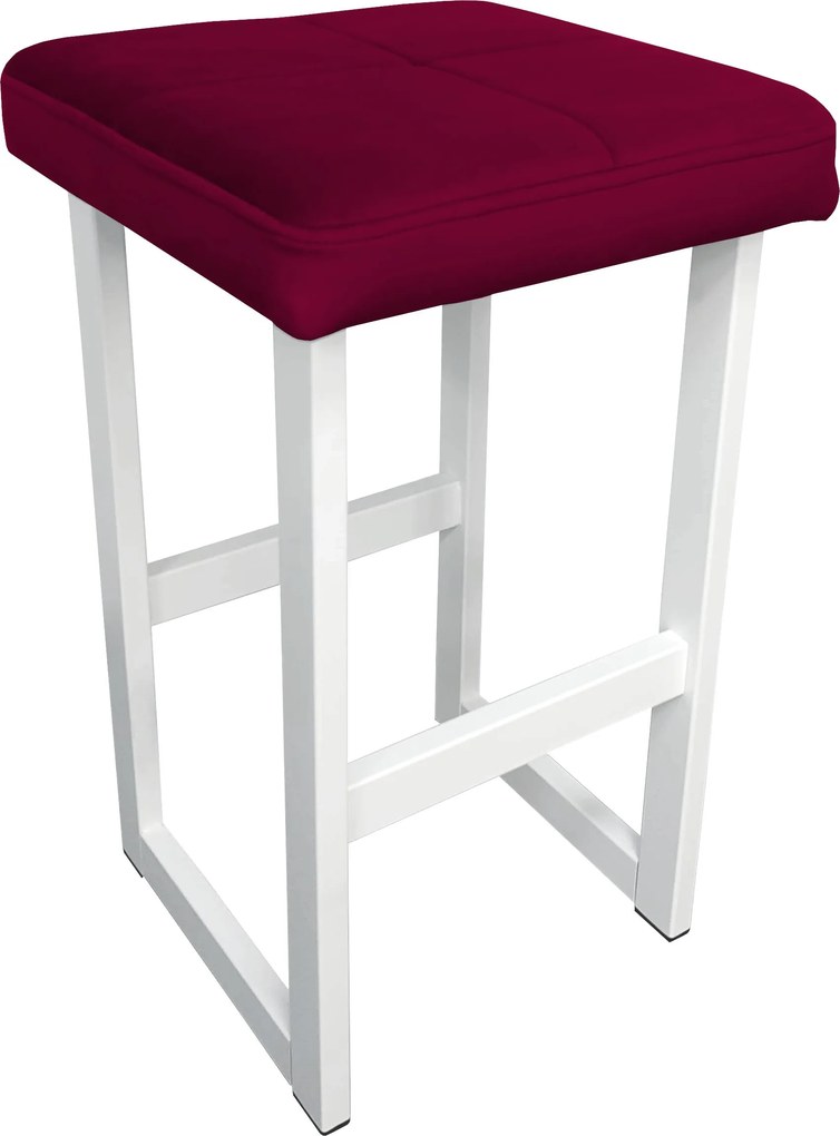 Hoker ALEX krzesło barowe tkanina Welur podstawa metalowa : Kolor Stelaża - Biały, Kolor tkaniny - VELVET - MG31, Wysokość - 60 cm
