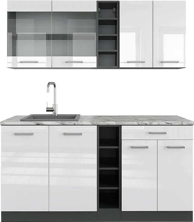 Pojedyncza kuchnia biały wysoki połysk/antracyt 160x60x81.6 r-line