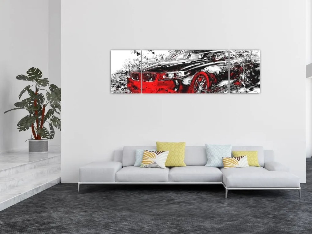 Obraz - Malowany samochód w akcji (170x50 cm)