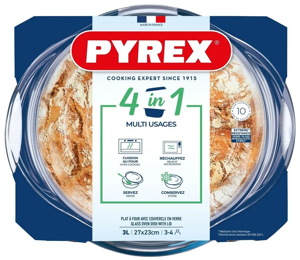 Pyrex Szklana zapiekanka z pokrywką okrągła 3 l