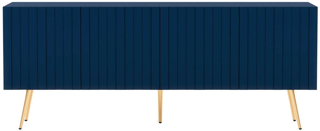 Granatowa lamelowa szafka pod TV glamour - Filo 14X