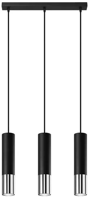 Czarno-chromowana potrójna lampa wisząca tuba - EXX246-Oller
