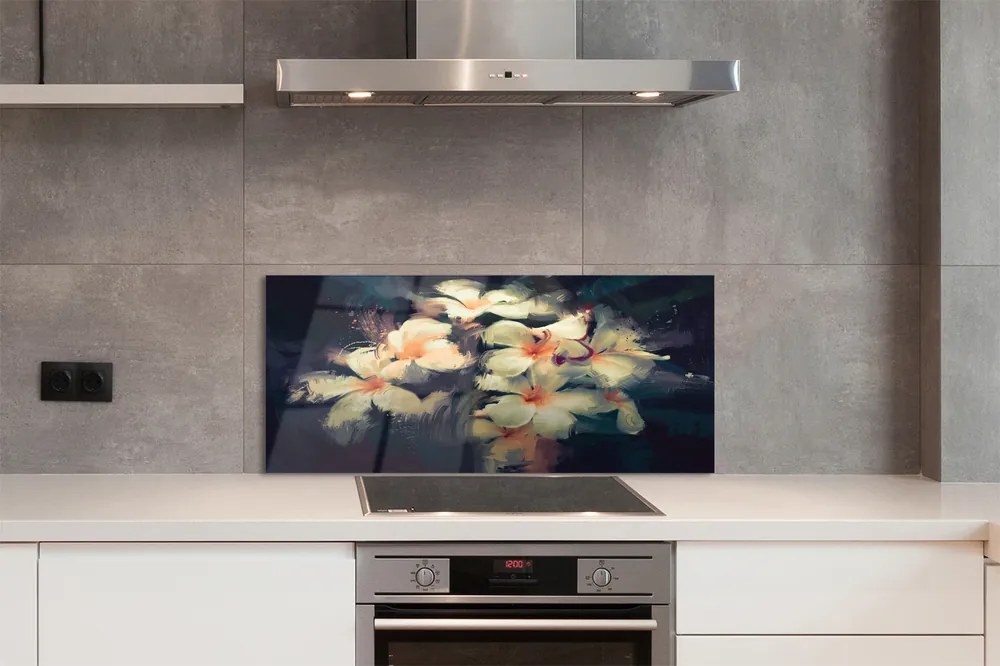 Szklany Panel Obraz z Motywem Kwiatowym