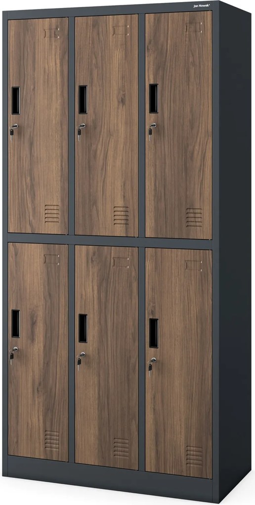 Szafa socjalna 6-drzwiowa Eco Design Igor 90x45x185 cm antracyt/orzech